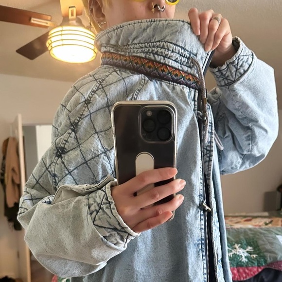 QUILTED ACID DENIM COAT/JACKET - Picture 4 of 4